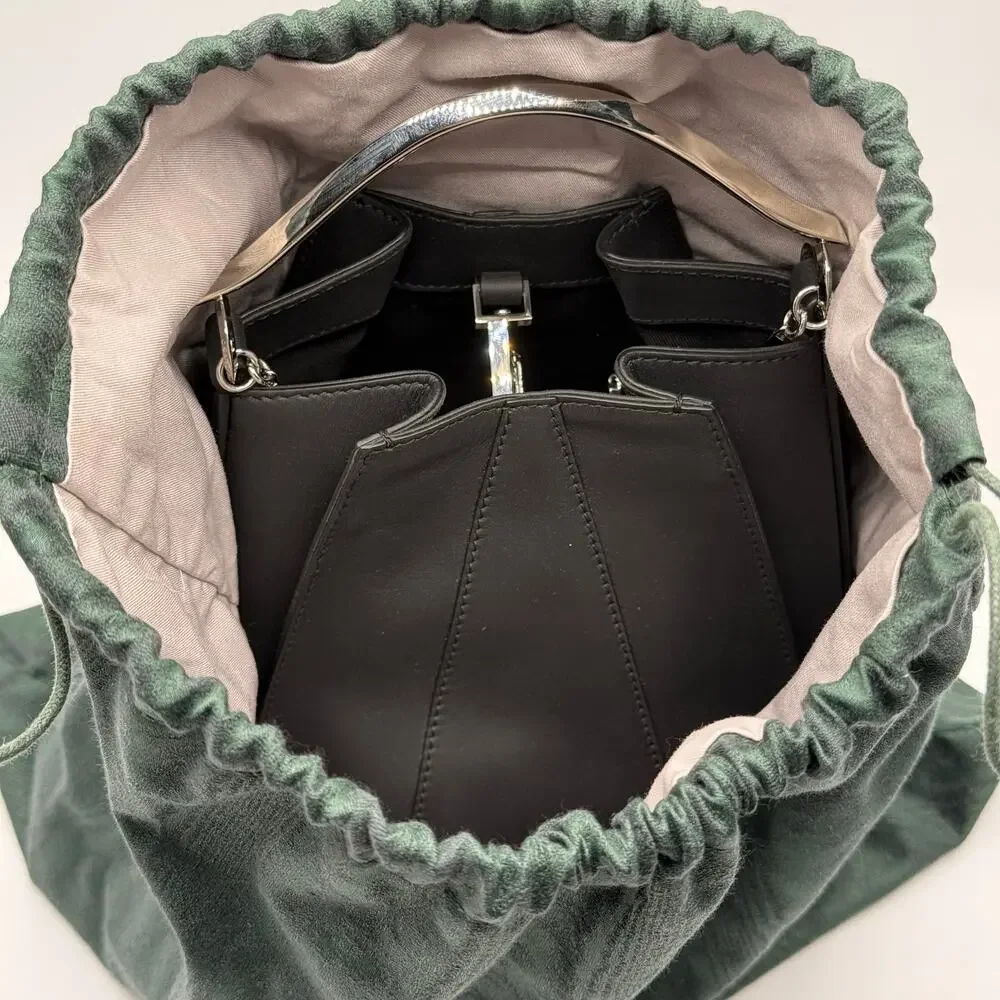 Eddie Borgo Mini Pepper Pochette Calf Leather Sterling Silver Designer Tulip Bag - Picture 12 of 13